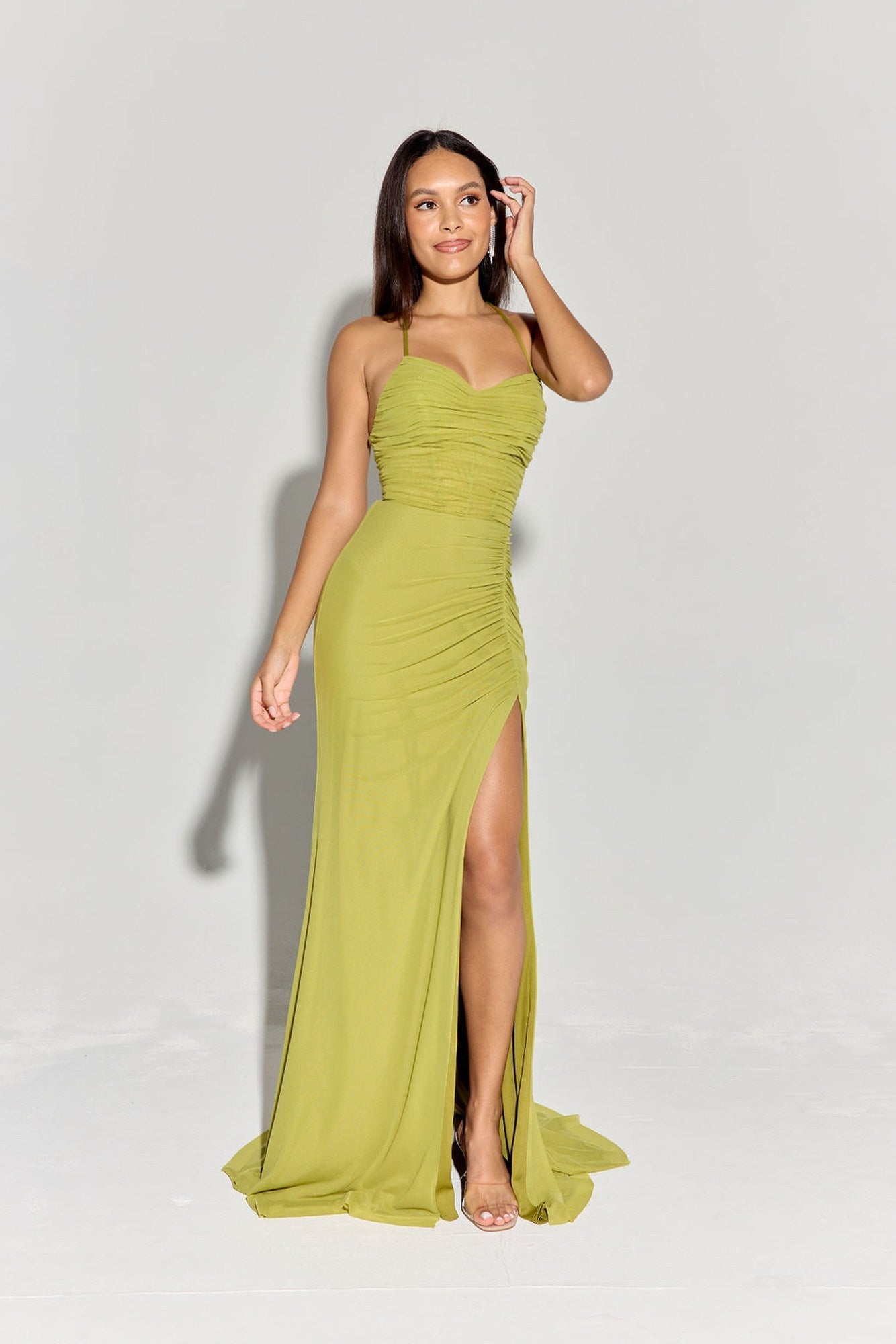 Prom Dresses Formal Long Slit Evening Prom Dress Eureka Fashion EK187 Wasabi