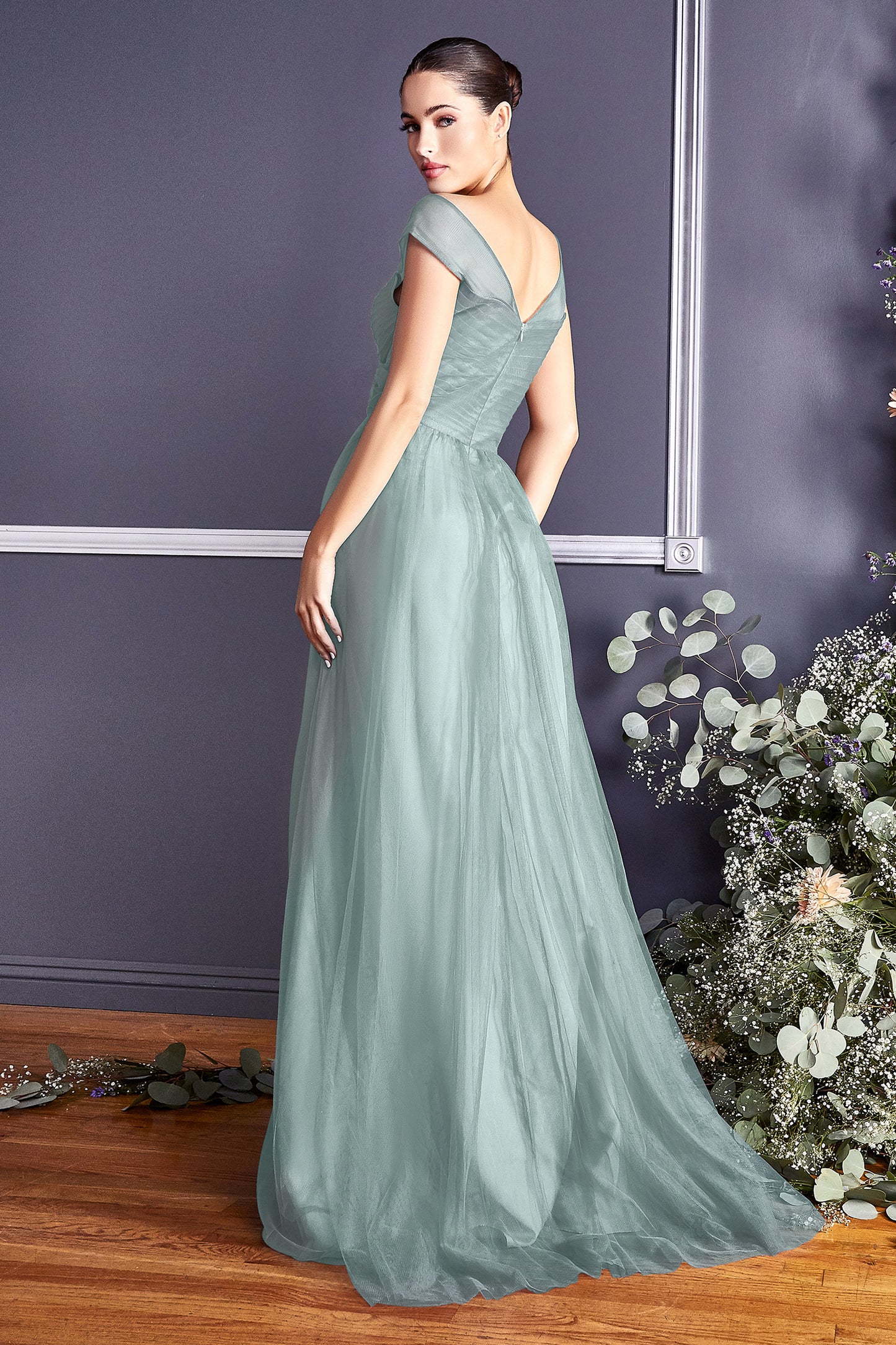 Cinderella Divine ET320 Long V Neck Prom Dress Bridesmaid Gown