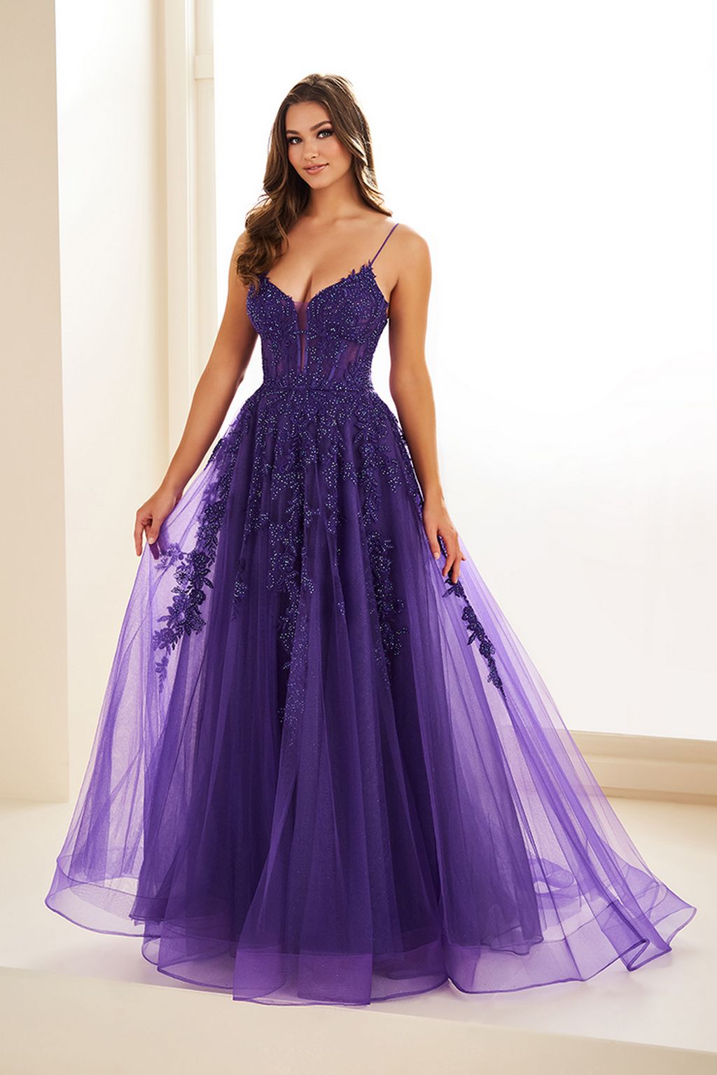 Ellie Wilde EW34036 Long Ball Gown Applique Prom Dress