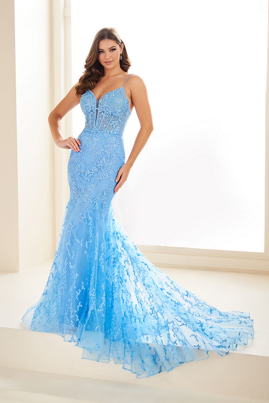 Prom Dresses Glitter Long Formal Prom Dress Bluebell