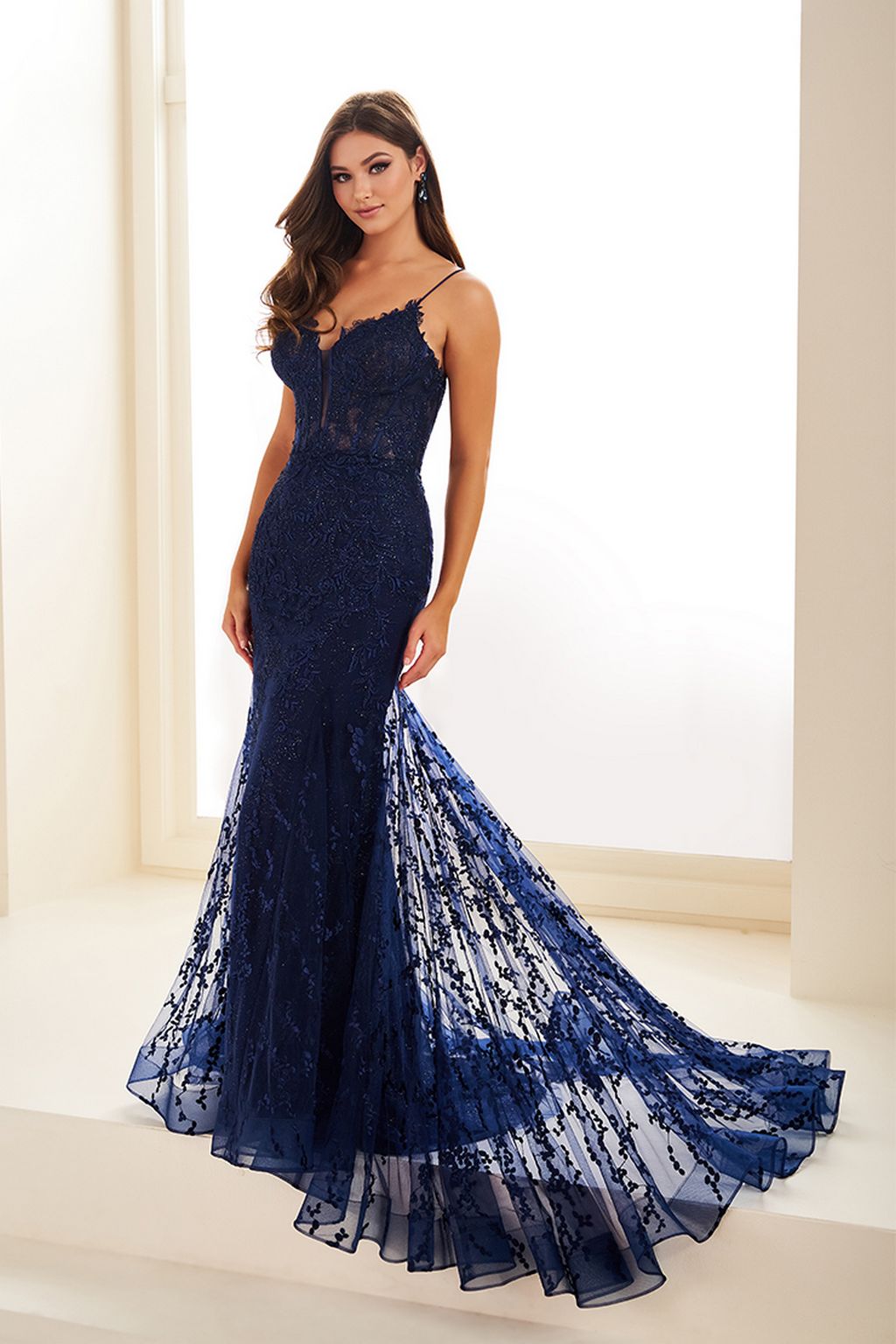 Ellie Wilde EW35010 Glitter Long Formal Prom Dress