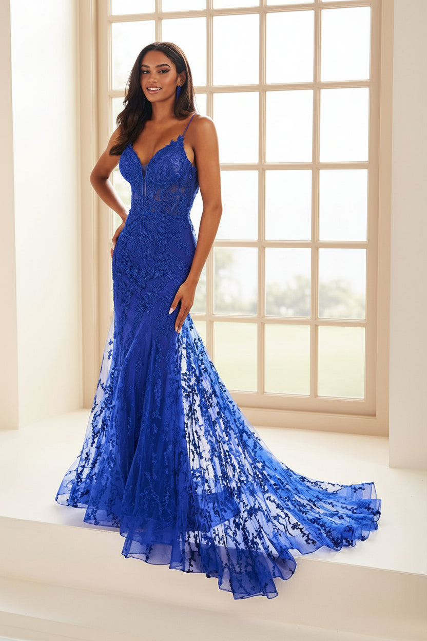 Prom Dresses Glitter Long Formal Prom Dress Royal Blue