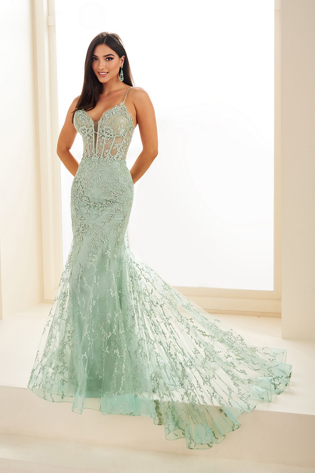 Ellie Wilde EW35010 Long Fitted Formal Glitter Prom Dress
