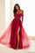 Prom Dresses A Line Long Formal Glitter Prom Dress Wine