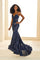 Prom Dresses Prom Formal Lace Long Mermaid Evening Dress Navy Blue