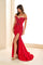 Prom Dresses Long Slit Formal Mermaid Evening Prom Dress Ruby