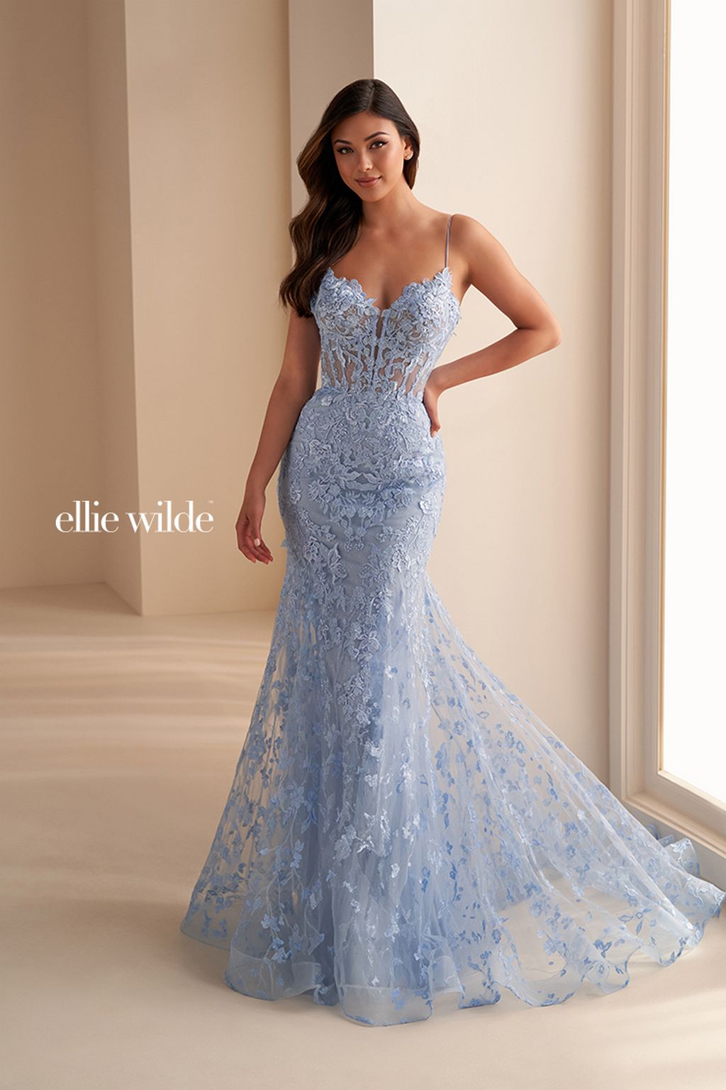 Ellie Wilde EW36008 Glitter Long Evening Formal Prom Dress