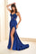 Prom Dresses Beaded Long Slit Formal Prom Dress Navy Blue
