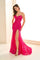 Prom Dresses Long Slit Glitter Lace Formal Fit Prom Dress Magenta