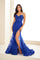 Prom Dresses Long Slit Glitter Lace Formal Fit Prom Dress Royal Blue