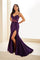 Prom Dresses Long Slit Formal Pleated Prom Dress Dark Purple