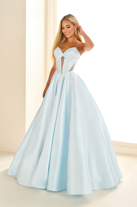 Prom Dresses Ball Gown Beaded Sequin Long Formal Prom Dress Ice Blue