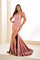Prom Dresses Long Beaded Slit Formal Prom Dress Rose Gold