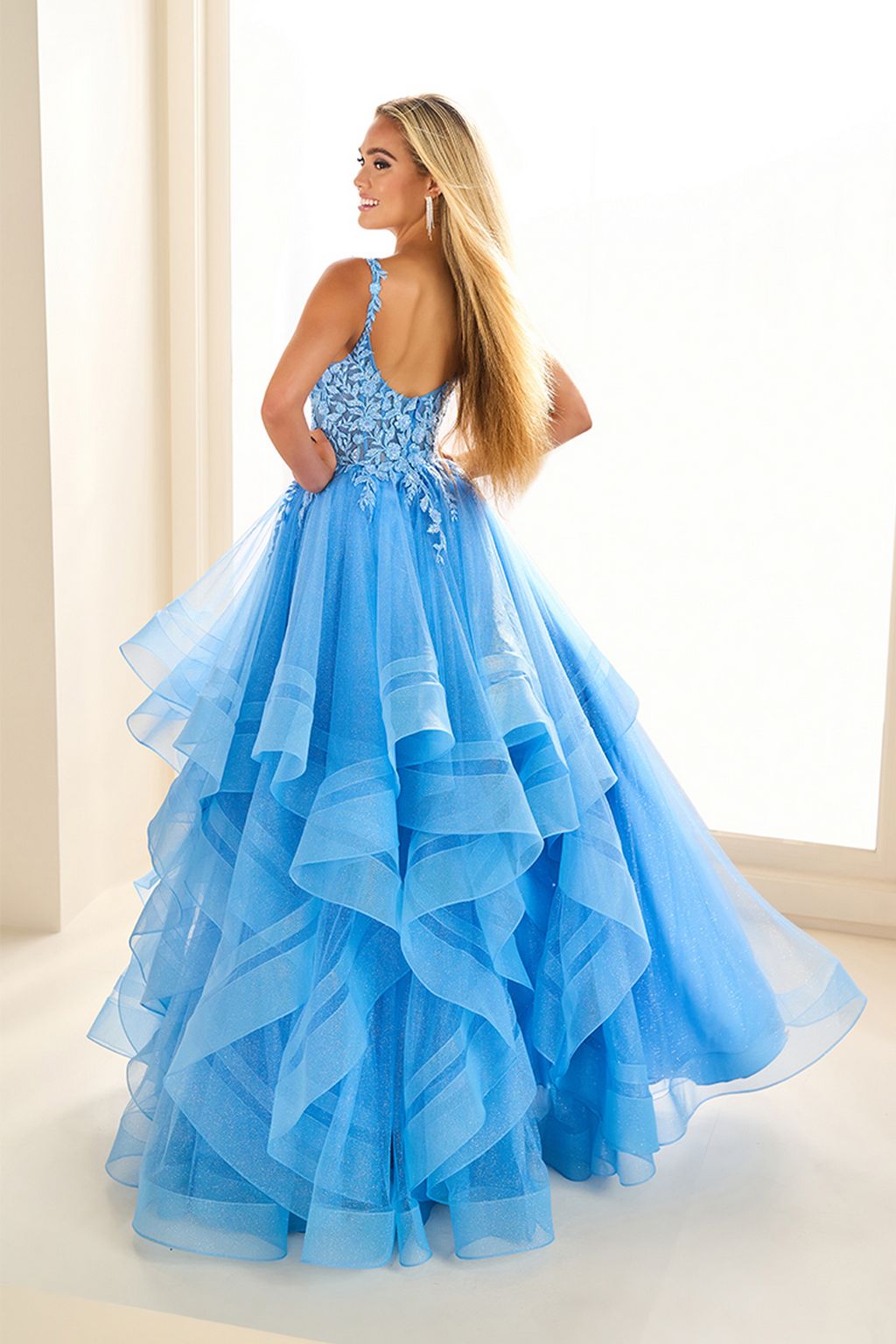Prom Dresses Long Glitter Ball Gown Formal Prom Dress Bluebell
