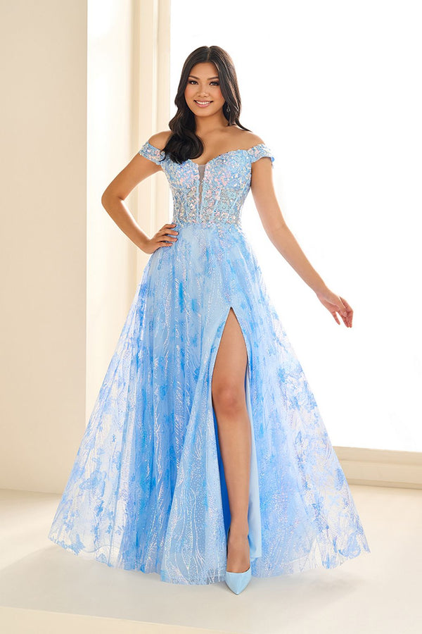 Ellie Wilde EW36039 A Line Sequin Gown Formal Prom Dress