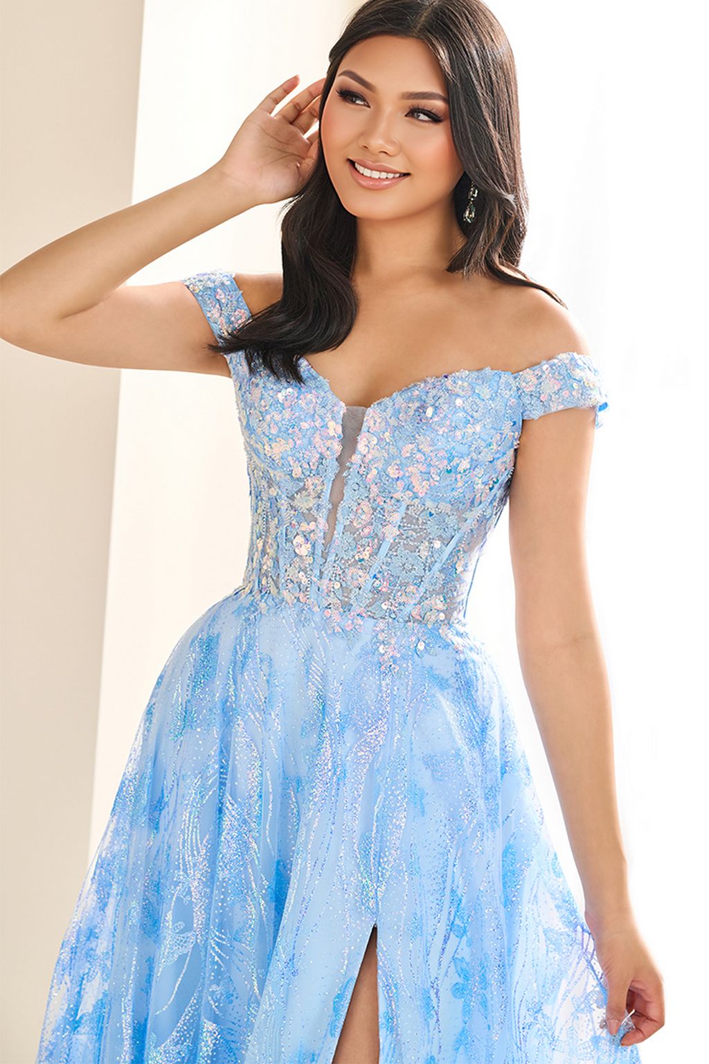 Ellie Wilde EW36039 A Line Sequin Gown Formal Prom Dress