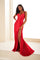 Prom Dresses Long Formal Lace Back Slit Prom Dress Red