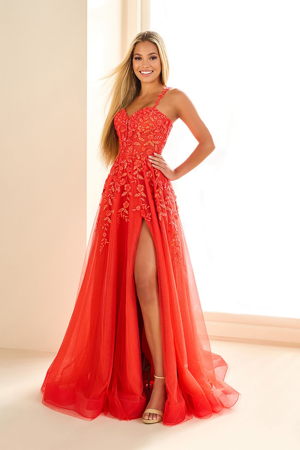 Ellie Wilde EW36046 A Line Formal Long Sequin Prom Dress