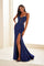 Prom Dresses Beaded Slit Long Formal Mermaid Prom Dress Navy Blue