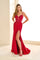 Prom Dresses Beaded Slit Long Formal Mermaid Prom Dress Ruby