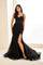 Prom Dresses Floral Long Glitter Formal Prom Dress  Black