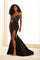 Prom Dresses Long Mermaid Beaded Slit Evening Formal Prom Dress Black