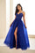 Prom Dresses A Line Slit Long Side Pocket Glitter Prom Dress Royal Blue