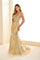 Prom Dresses Glitter Long Metallic Formal Prom Dress Gold