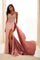 Prom Dresses Mermaid Long Sequin Formal Drape Slit Prom Dress   Rose Gold