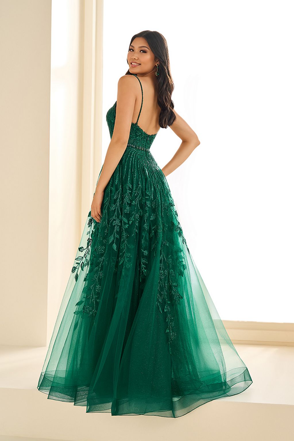 Prom Dresses Long Glitter Lace Formal A Line Prom Dress Emerald