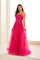 Prom Dresses Long Glitter Lace Formal A Line Prom Dress Fuchsia