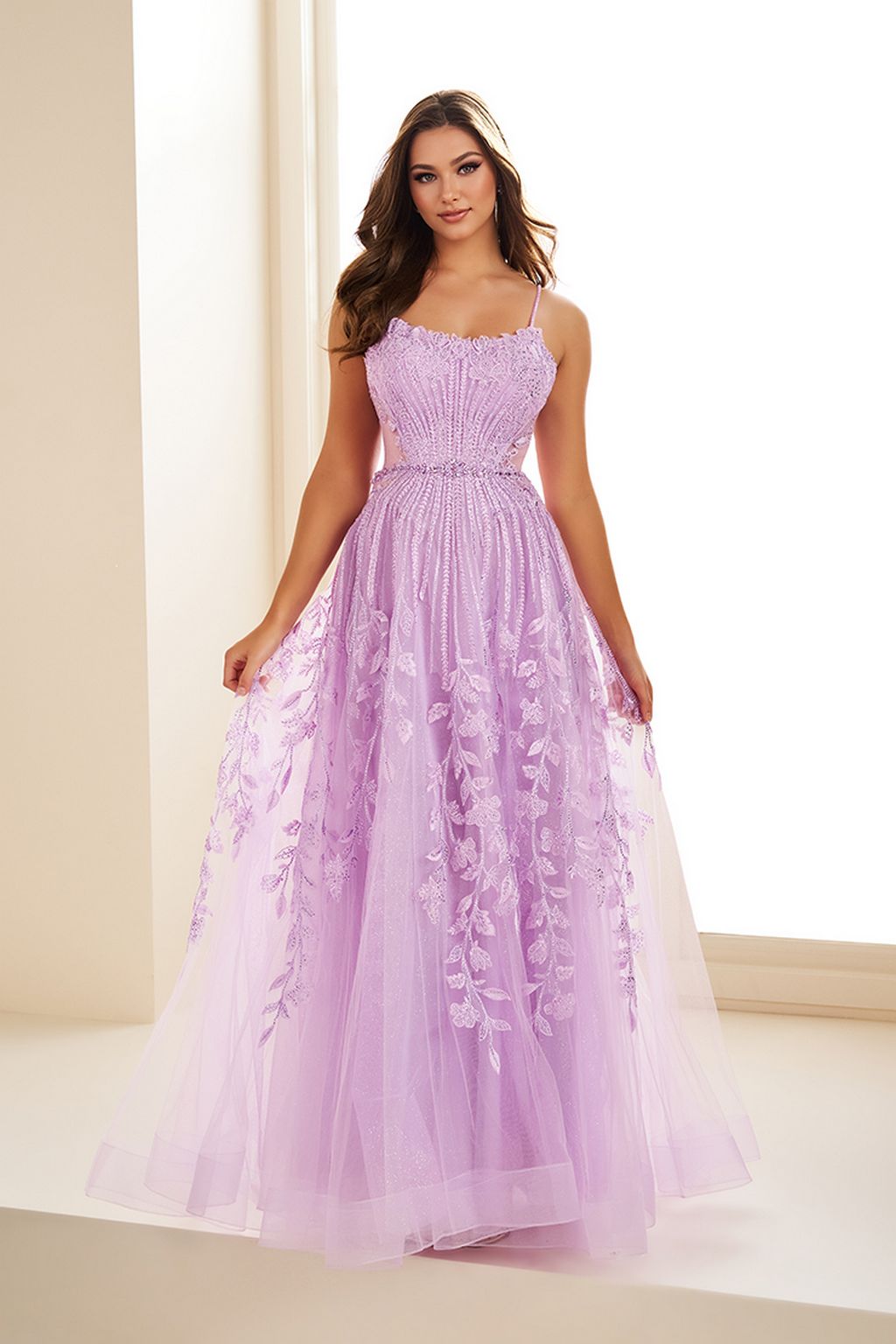 Ellie Wilde EW36068 Long Glitter Lace Formal A Line Prom Dress