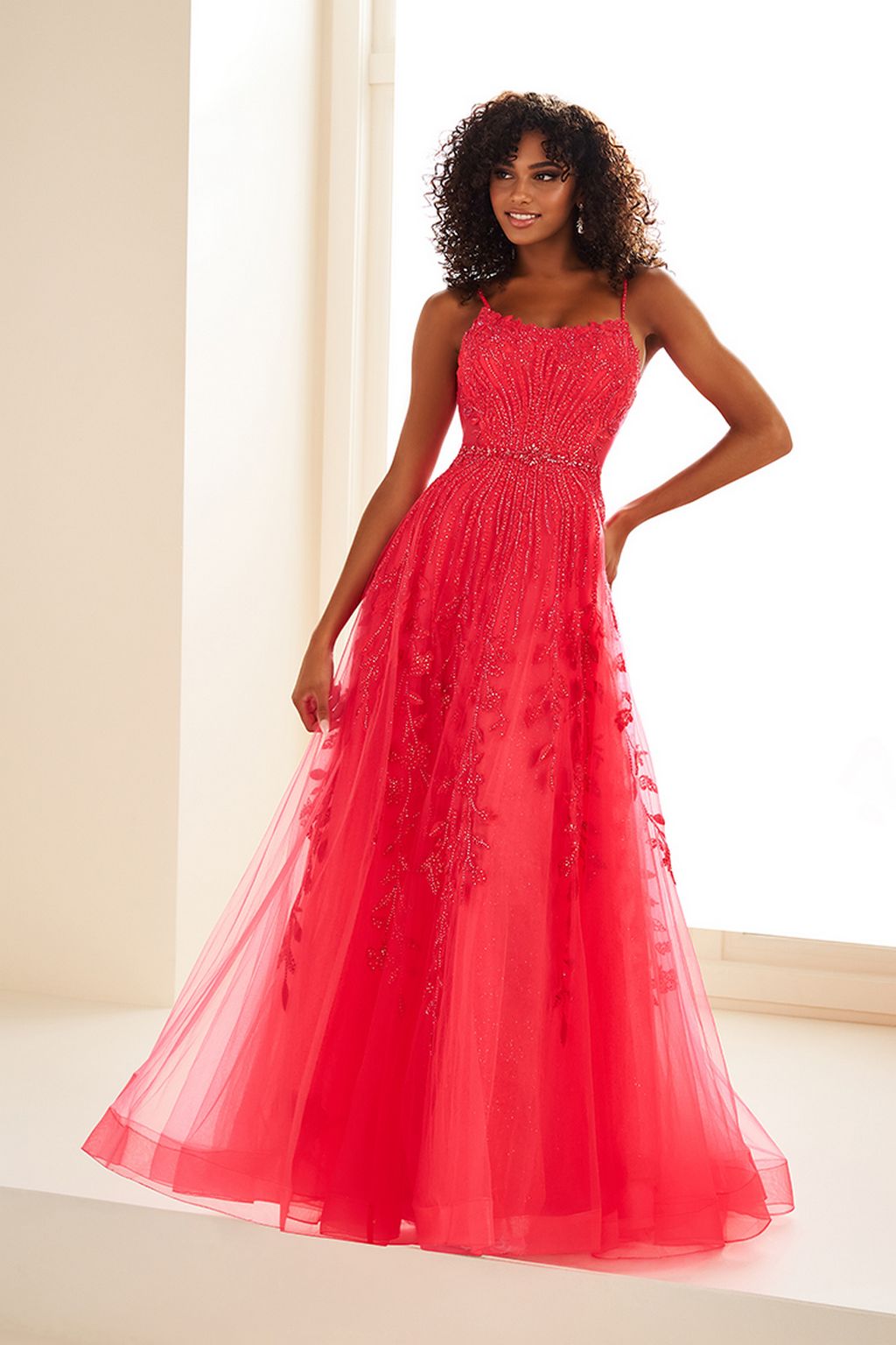 Ellie Wilde EW36068 Long Glitter Lace Formal A Line Prom Dress