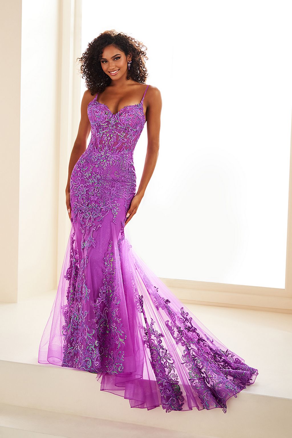 Prom Dresses Long Formal Gown Glitter Sequin Mermaid Prom Dress  Electric Purple
