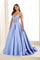 Prom Dresses Long Ball Gown Low Back Formal Prom Dress Blue Hydrangea