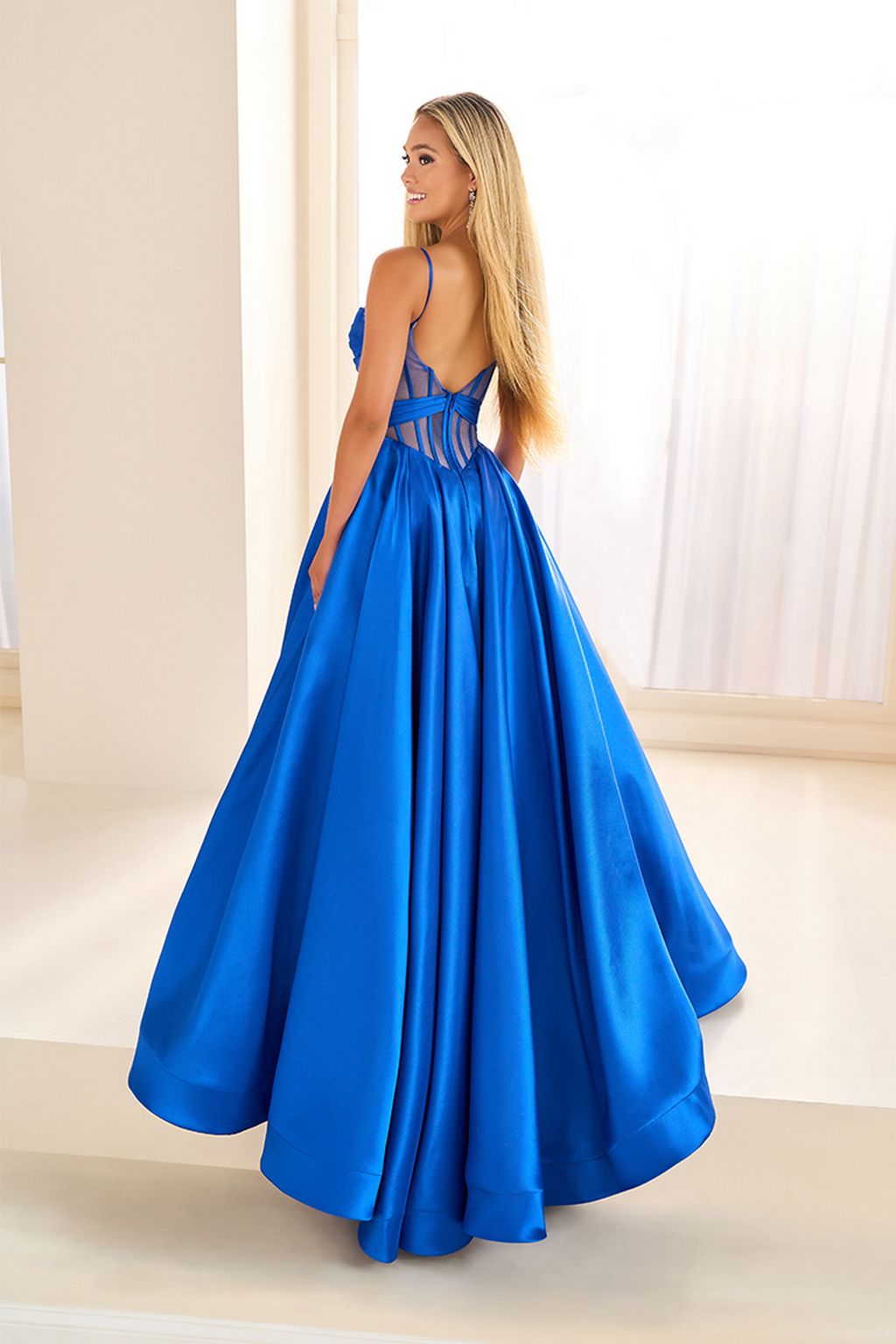 Royal Blue Ellie Wilde EW36073 Long Ball Gown Low Back Formal Prom