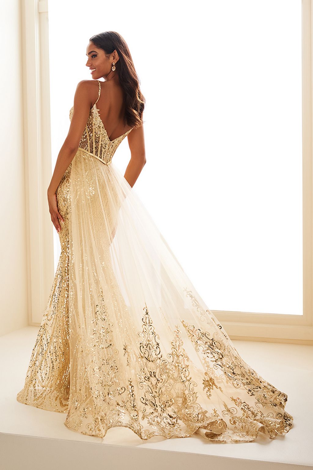 Ellie Wilde EW36075 Long Formal Embroidered Sequin Prom Dress