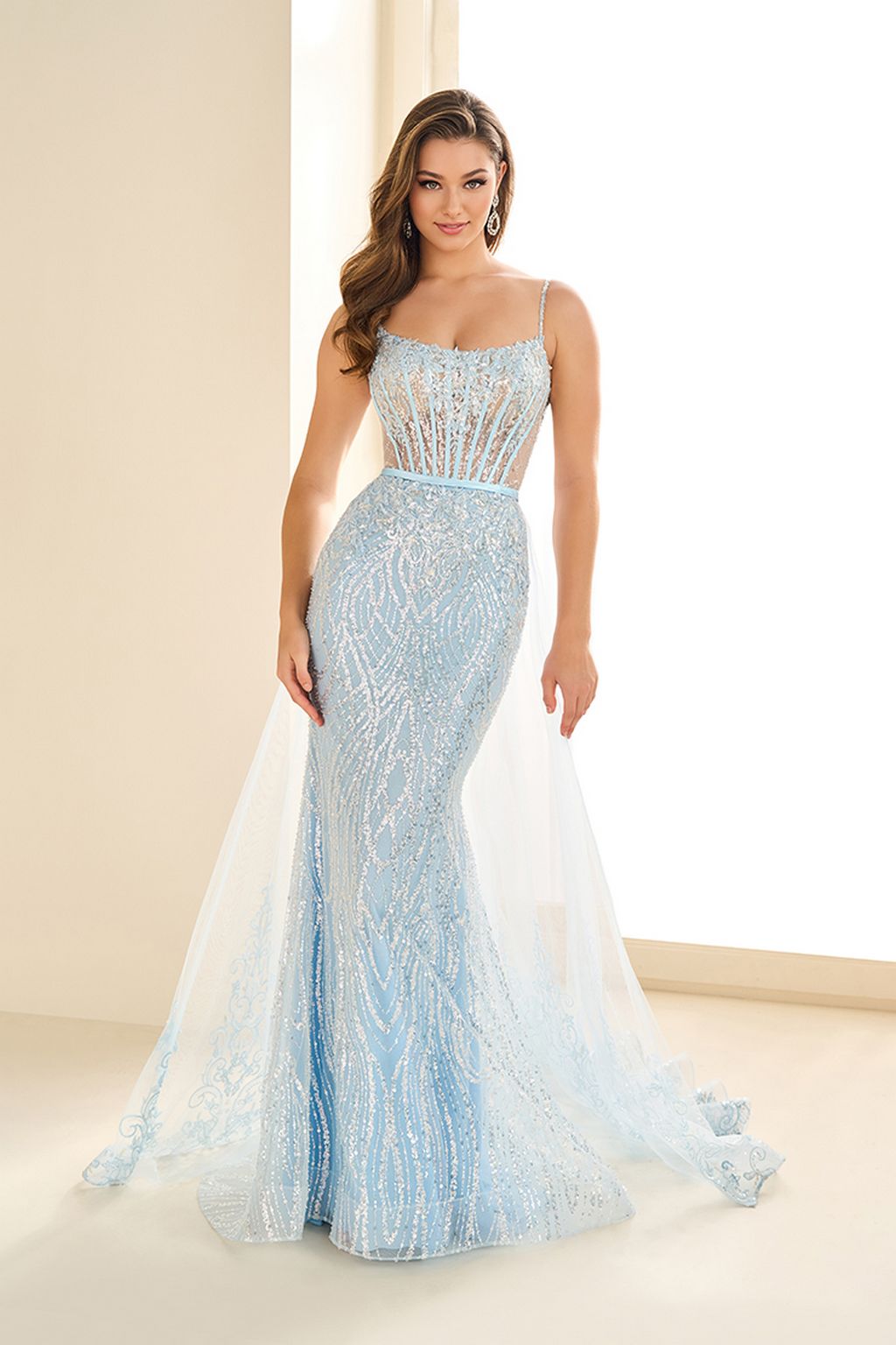 Ellie Wilde EW36075 Long Formal Embroidered Sequin Prom Dress