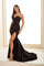 Prom Dresses Long Mermaid Corset Bodice Formal High Slit Prom Dress Black