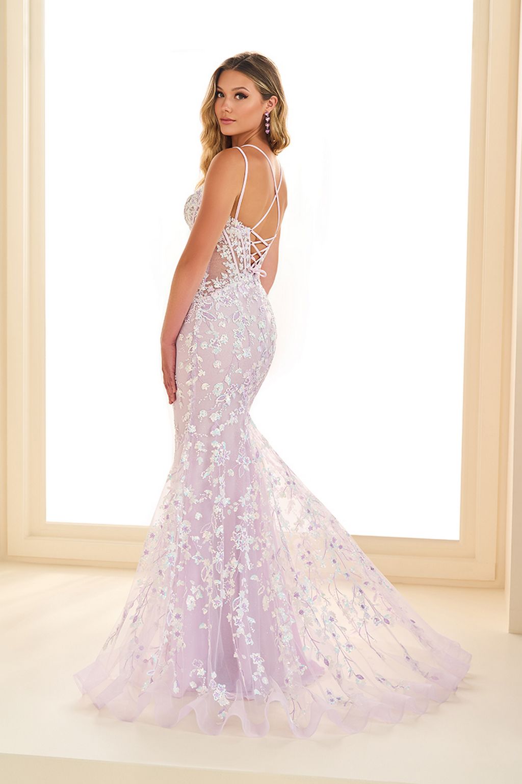 Prom Dresses Long Mermaid Gown Formal Sequin Glitter Prom Dress Lilac