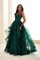 Prom Dresses A Line Gown Long Ruffle Formal Prom Dress Emerald