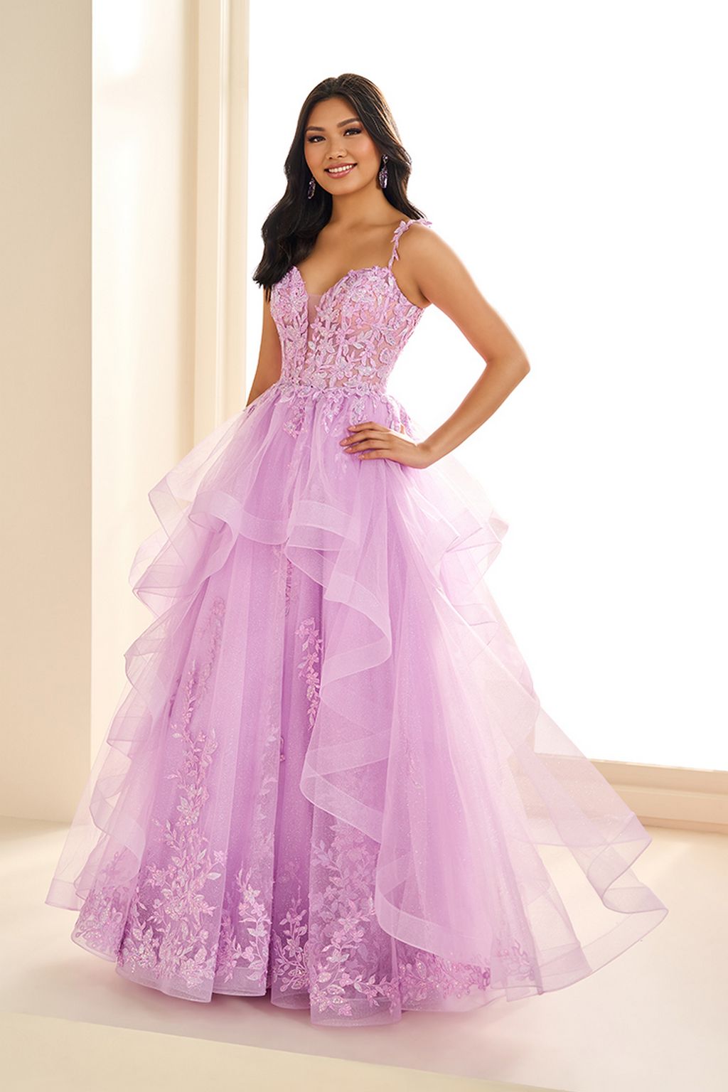 Ellie Wilde EW36081 A Line Gown Long Ruffle Formal Prom Dress