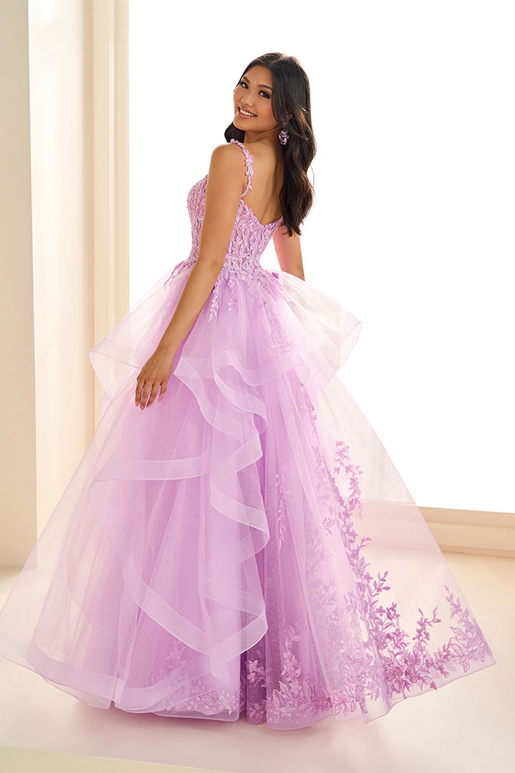 Ellie Wilde EW36081 A Line Gown Long Ruffle Formal Prom Dress