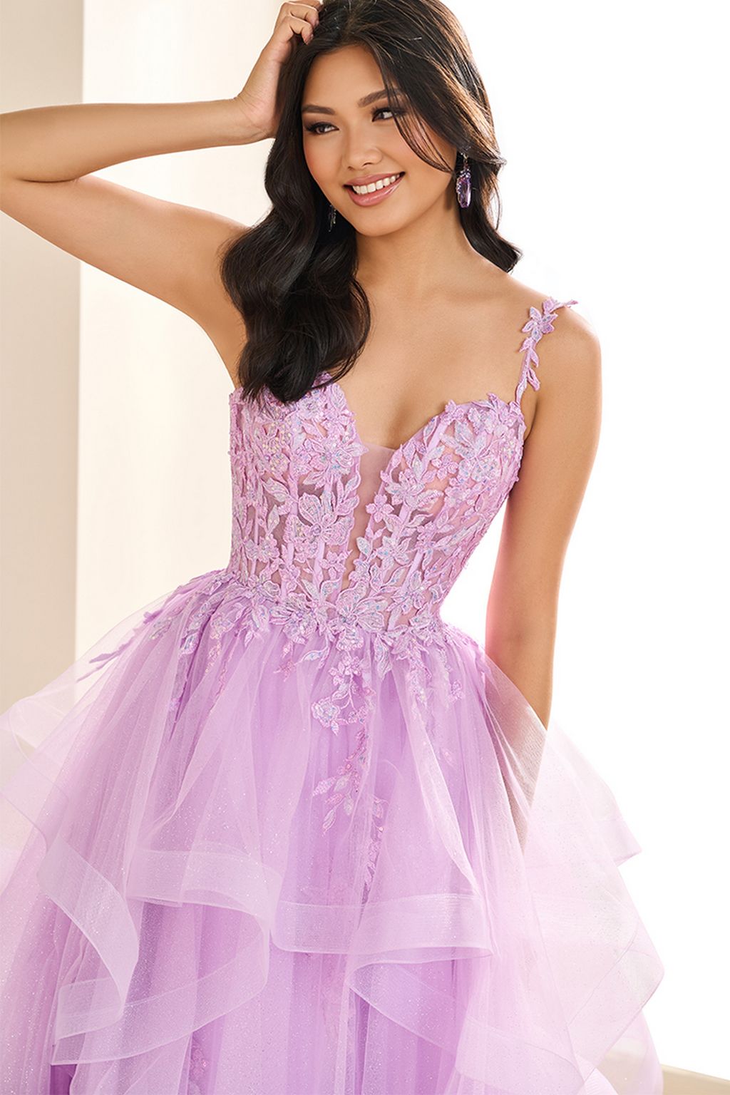 Ellie Wilde EW36081 A Line Gown Long Ruffle Formal Prom Dress