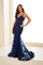 Prom Dresses Sequin Prom Beaded Long Formal Evening Dress Navy Blue