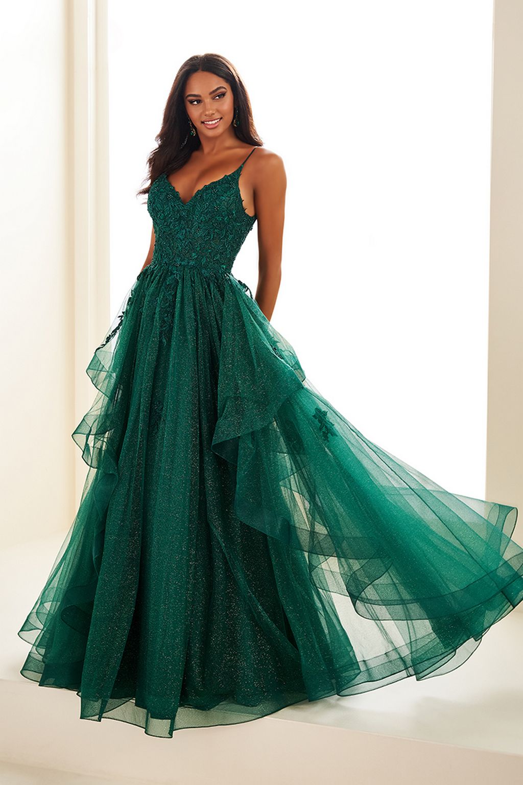 Prom Dresses Beaded Long Prom A Line Formal Evening Dress Emerald
