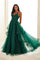 Prom Dresses Beaded Long Prom A Line Formal Evening Dress Emerald