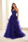Prom Dresses Beaded Long Prom A Line Formal Evening Dress Indigo