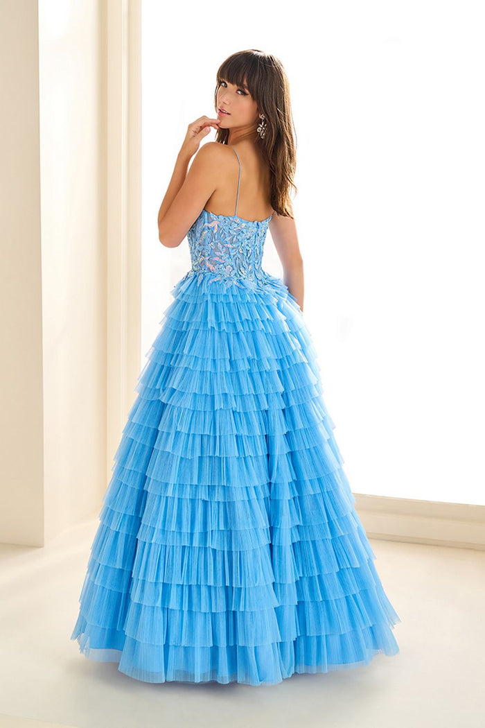Prom Dresses A Line Long Formal Ruffle Sequin Prom Dress Bluebell