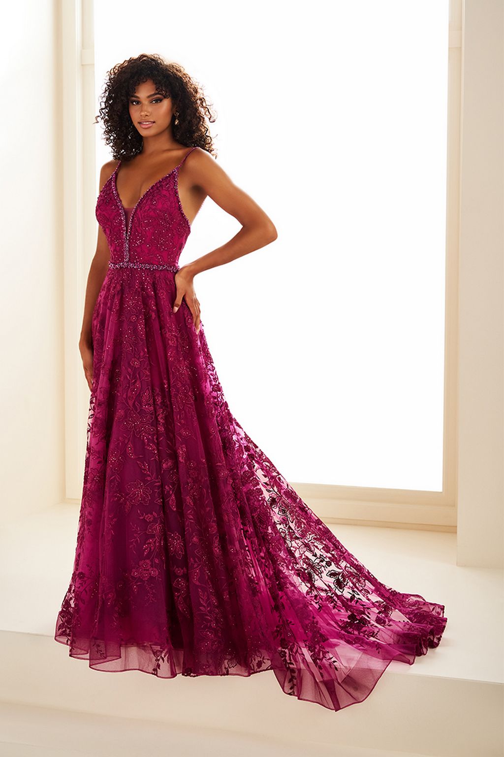 open lace back dress Pink 3D Floral Lace Sweetheart Mermaid See Through Prom Dress with Slit main image 1